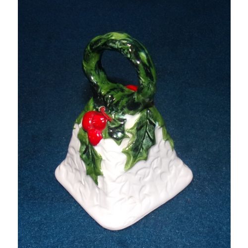 Lefton White Holly 3 ½" Christmas bell 6053 berries vintage good condition