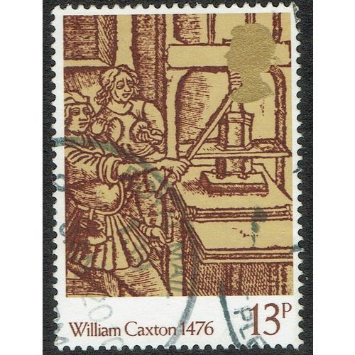 1976 500th Anniversary British Printing 13p Brown Ochre and Gold SG1017 FU