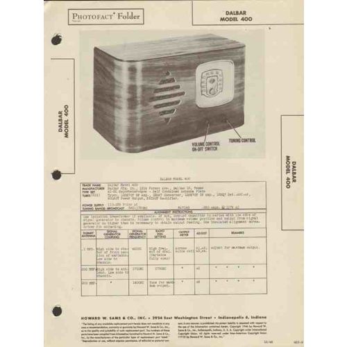 DALBAR model 400 6 tube AM radio receiver Sams Photofact manual