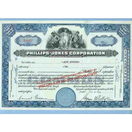 New York na Stock Certificate Company: Phillips-Jones Corporation ~57