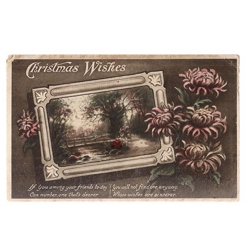 CHRISTMAS WISHES.. unused antique postcard