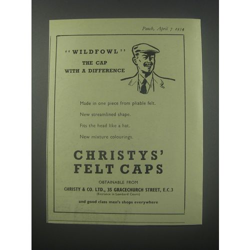 1954 Christys' Felt Caps Ad - Wildfowl the cap with a difference