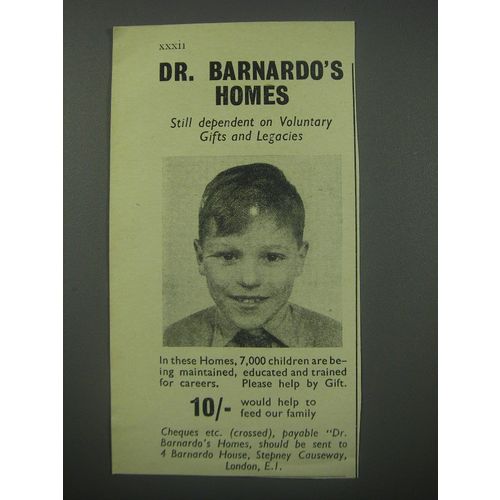 1954 Dr. Barnardo's Homes Ad - Still dependent on voluntary gifts and legacies
