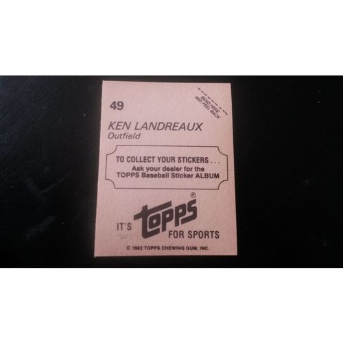 1982 Topps Stickers Card # 049 Ken Landreaux Excellent (5) Los Angeles Dodgers