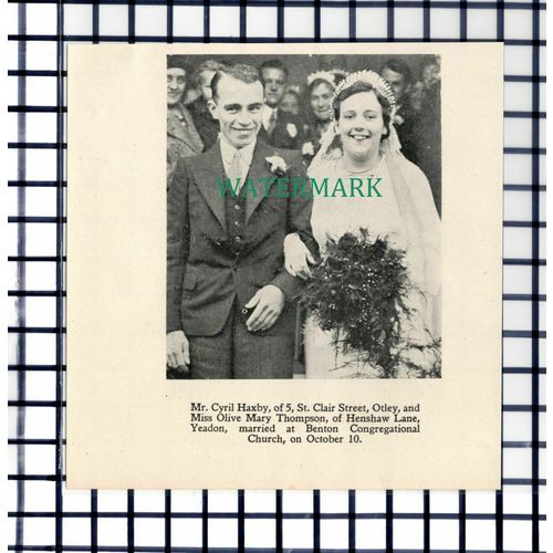 C7093) Mr Cyril Haxby Otley Miss Olive Mary Thompson Yeadon - 1936