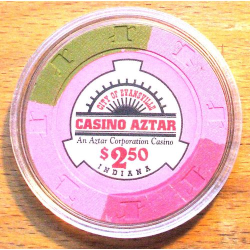 Casino Aztar $2.50 Casino Chip - Evansville, Indiana - 1995 - Secondary Chip