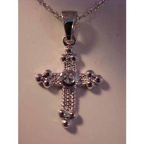 Cross Necklace Sterling Silver Cubic Zirconia Danecraft Necklace 18"