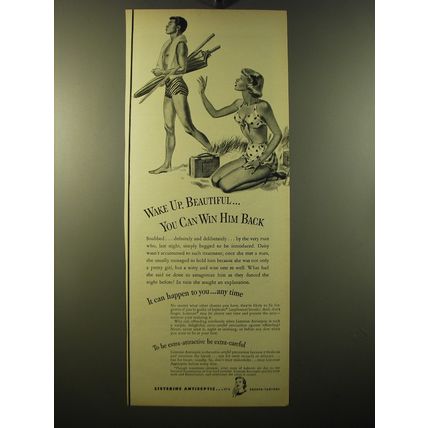 1950 Listerine Antiseptic Ad - Wake up beautiful.. You can win him back