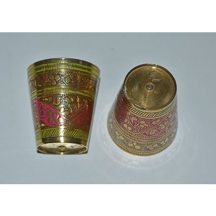 Pair of Vintage Brass & Enamel Indian Lassi Cups