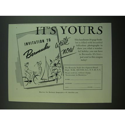 1956 Bermuda Trade Development Board Ad - It's Yours