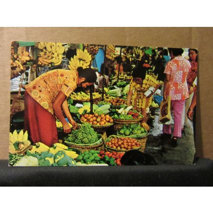 MARKET, KLONG (CANAL) LOD, BANGKOK, THAILAND unused postcard. =