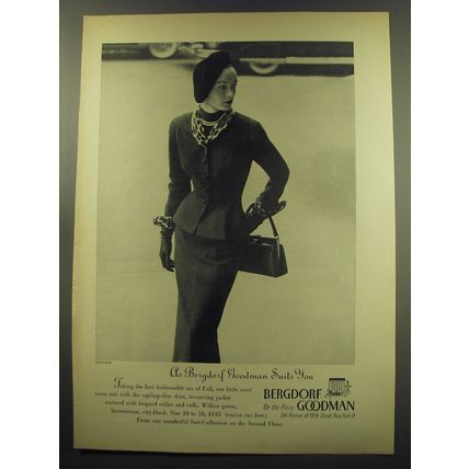 1949 Bergdorf Goodman Suit Advertisement - photo by Sharland