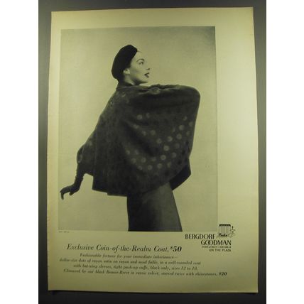 1949 Bergdorf Goodman Coat Advertisement - photo by Kay Bell