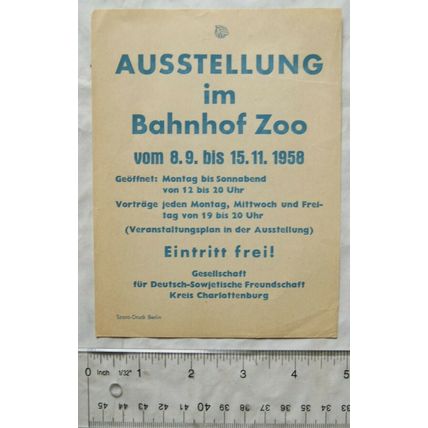 1958 leaflet Sowjetland Reiseland, Ausstellung im Bahnhof Zoo