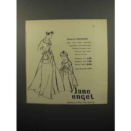 1950 Jane Engel Mother and Daughter Dress Ad - Exclusive Homebodies