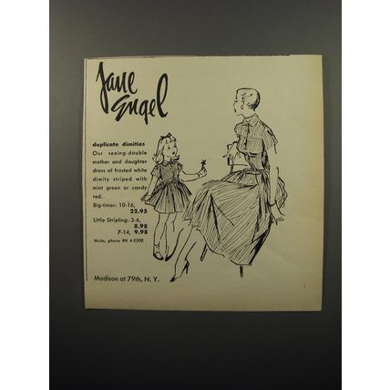 1950 Jane Engel Mother and Daughter Dress Ad - Duplicate dimities