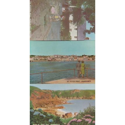 St Peter Port Moulin Huet Wishing Well Bay 3x Vintage Guernsey Postcard s