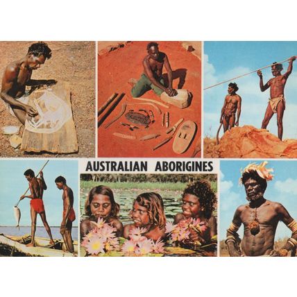 Australian Aborigines Fishing Multi View Postcard