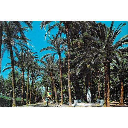 Malaga Paseo del Parque Spain postcard posted 1968 crease poor scan