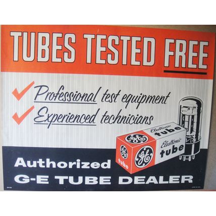 1960’s Original Window Poster General Electric Radio Television Valves Tubes NOS