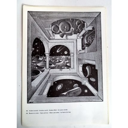 ESCHER print ANOTHER WORLD Vintage 60S Orig Graphic Poster optic wall art Gift