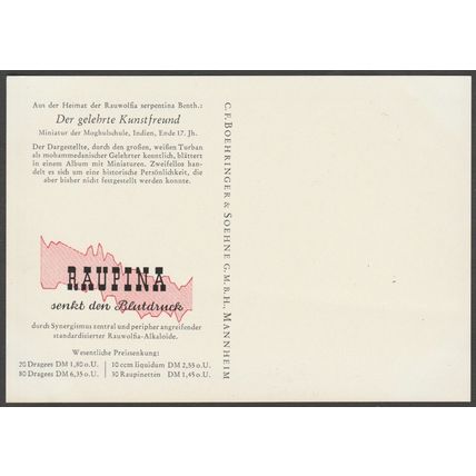 Raupina Medizin, c.1950s - Boehringer & Soehne Reklame AK