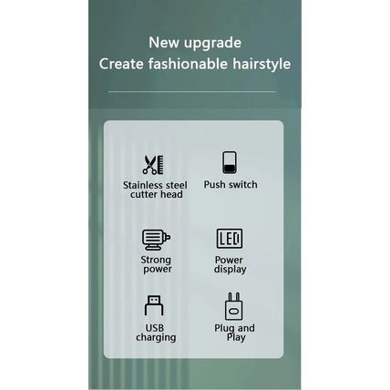 Kemei KM-1133 Mens Professional Hair Clipper Green Transparent Body USB Charging