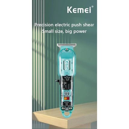 Kemei KM-1133 Mens Professional Hair Clipper Green Transparent Body USB Charging