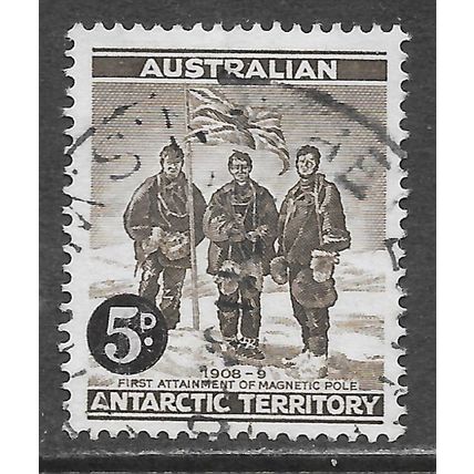 AAT AUSTRALIA ANTARCTIC 2/- 1961 FIVE PENCE SURCHARGE MAGNETIC POLE USED CDS