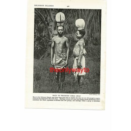 Hats To Frighten Girls Away, Solomon Islands, Book Illustration, c1920