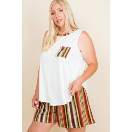 Plus Size Solid Sleeveless French Terry Tank Top