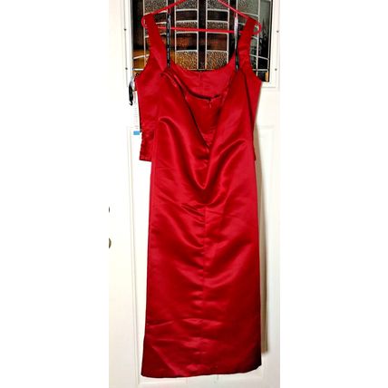 Bill Levkoff European Red Satin 2Pc Full Maxi Skirt Crop Top Rhinestone S-16 NEW