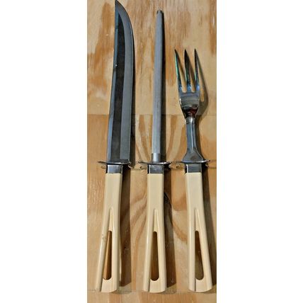 Vintage Stanley Bakelite 4 Pc Cutlery Carving Serving Knife Set Orig Box Damage