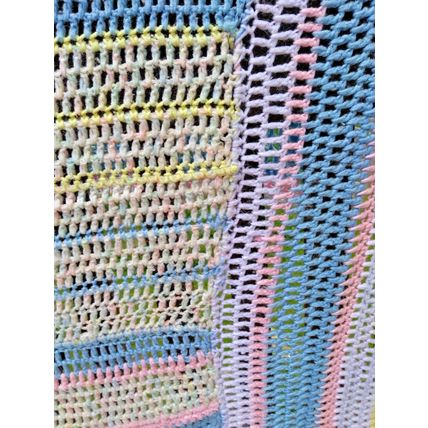 Crocheted Pastel Colored Baby Blanket Large 50" x 70" Bed Chair Lap Cover