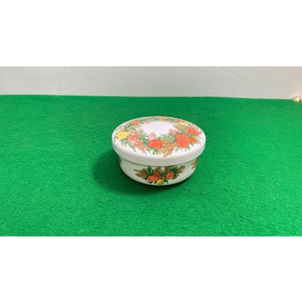 Lidded Dish, Italglass Ceramic, Vintage, Trinket Ring Storage Box, Rose Pattern,