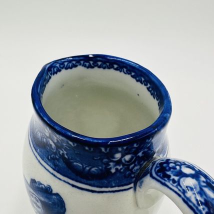 Royal Doulton Pitcher Morissian Flow Blue Pottery The King God Bless Him Antique