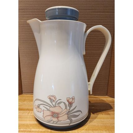 Thermos Vintage 1980's White Floral 10.5" Coffee Carafe #820 West Germany