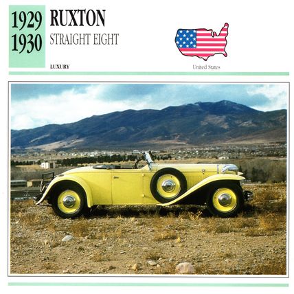 Collectors Club card. Classic Cars. Ruxton Straight Eight