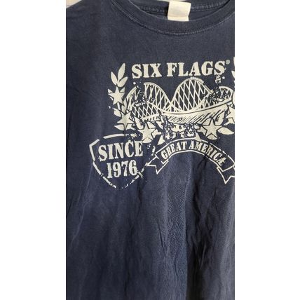 Six Flags Great America Since 1976 Commemorative T-Shirt Blue Imperfect
