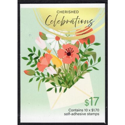 2025 CHERISHED CELEBRATIONS, FLOWERS & ENVELOPE, MNH BLOCK OF 4 SELF-ADHESIVES.