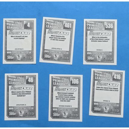6 Topps PREMIER LEAGUE 2015 STICKERS LOT - BUNDLE