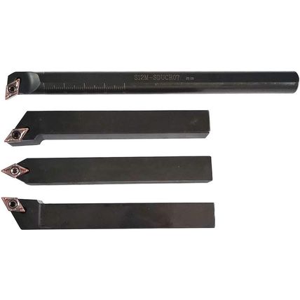 4 Piece 1/2" Mini Lathe Indexable Carbide Turning Tool Holder Bit Set with 4PCS