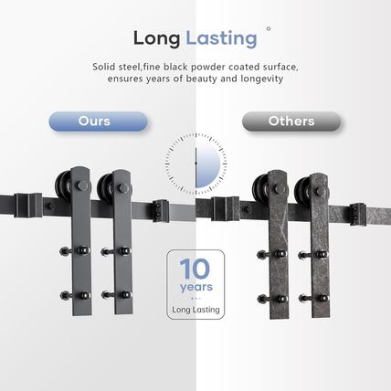 Easelife 8 FT Double Door Sliding Barn Door Hardware Track Kit,Straight Pulley,H