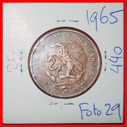 Ⰶ PYRAMID OF THE SUN (1943-1974): MEXICO ★ 20 CENTAVOS 1965★LOW START★NO RESERVE