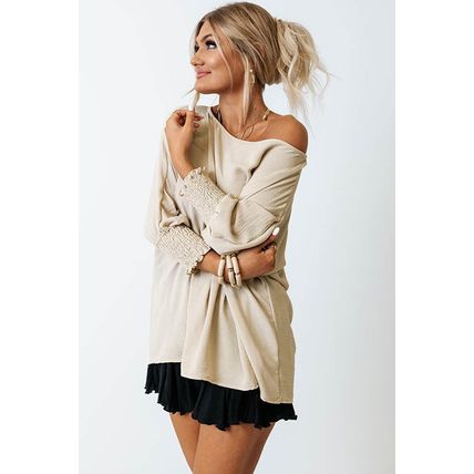 Apricot Smocked Wrist Shift Top