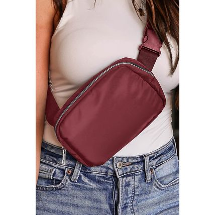Red Waterproof Zipped Crossbody Chest Bag 20*5*14cm