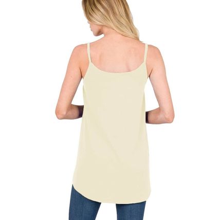 Apricot Spaghetti Strap V-Neck Flowy Tunic Tank Top