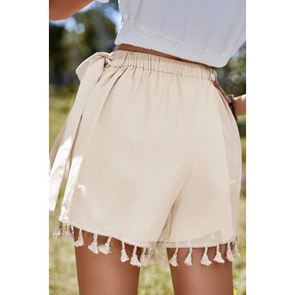 Apricot Tassel Trim Wrap Knot Side Bohemian Style Mini Skort