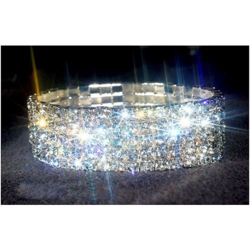 5 Row Wedding Party Clear Rhinestone Stretch Bangle Bracelet Jewellery Bling 257