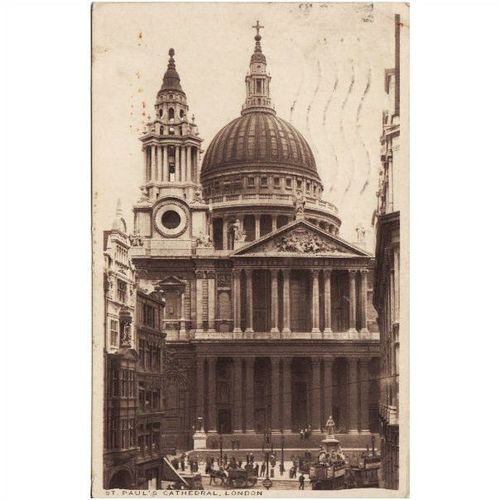 Sepia Postcard St Pauls Cathedral London Battersea 1921